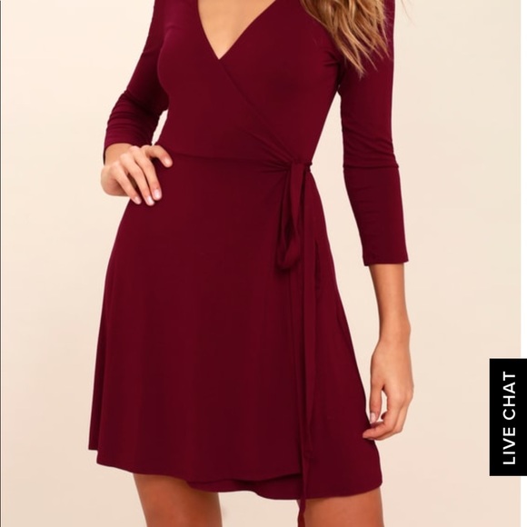 Lulus Dresses & Skirts - Lulus Twirl-Worthy Burgundy Wrap Dress Size XS